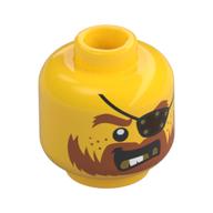 Tête de minifigurine Bucko / Pirate, cache-œil, Barbe orange foncée avec cheveux et moustache, motif imprimé dents d'or (Minifig Head Bucko / Pirate, Eyepatch, Dark Orange Beard with Messy Hair and Moustache, Gold Teeth Print)