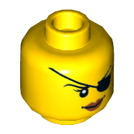 Tête de minifigurine Cyren / Pirate, double visage, cache-œil, Sourire / en colère bouche avec motif imprimé de dents [tenon creux] (Minifig Head Cyren / Pirate, Dual Sided, Eyepatch, Smile / Angry Mouth with Teeth Print [Hollow Stud])