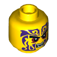 Coupe de tête minifigurine, sourcils, yeux rouges, tatouage violet, motif : bouche ouverte avec crocs (Minifig Head Chope, Eyebrows, Red Eyes, Purple Tattoo, Open Mouth with Fangs Print)