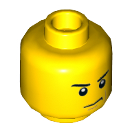 Tête de minifigurine Samouraï, sourcils et regard menaçant, motif imprimé pupilles blanches (Minifig Head Samurapper, Eyebrows and Scowl, White Pupils Print)