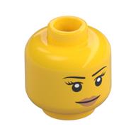Tête de minifigurine, sourcils fins, cils, pupilles blanches et lèvres de pêche sourire motif imprimé (Minifig Head, Thin Eyebrows, Eyelashes, White Pupils and Peach Lips Smile Print)