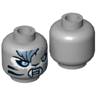 Tête de minifigurine Sibress, Tigresse avec Crocs, Bandes, Fourrure Bleu Sable et Yeux Bleu Clair motif imprimé [tenon creux] (Minifig Head Sibress, Tigress with Fangs, Stripes, Sand Blue Fur and Light Blue Eyes Print [Hollow Stud])