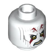 Tête de minifigurine Inquisiteur, yeux jaunes de Pau'an, lignes grises et marquages rouges motif imprimé [tenon creux] (Minifig Head Inquisitor, Pau'an Yellow Eyes, Gray Lines and Red Markings Print [Hollow Stud])