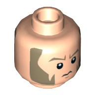 Tête de minifigurine Agent Alexsandr Kallus, Sourcils beige foncés et grands favoris, Motif imprimé déterminé / triste (Minifig Head Agent Alexsandr Kallus, Dark Tan Eyebrows and Large Sideburns, Determined / Sad Print)