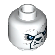 Tête de minifigurine Icebite / Icerlot, Ours au Nez Noir, Crocs Blancs, Yeux Bleus et Marquages Tribal Gris sur Motif imprimé dos [tenon creux] (Minifig Head Icebite / Icerlot, Bear with Black Nose, White Fangs, Blue Eyes and Gray Tribal Markings on Back Print [Hollow Stud])