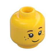 Tête de minifigurine sally, fille, cils, taches de rousseur, sourire (Minifig Head Sally, Girl, Eyelashes, Freckles, Smile)