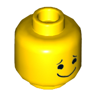 Tête de minifigurine Benny, double visage, yeux fermés, sourire avec la langue / yeux noirs, sourcils et grand bouche fermée sourire motif imprimé [tenon creux] (Minifig Head Benny, Dual Sided, Closed Eyes, Smiling with Tongue / Black Eyes, Eyebrows and Wide Closed Mouth Smile Print [Hollow Stud])