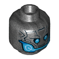 Tête de minifigurine Ultron, double visage, yeux bleus et bouche [tenon creux] (Minifig Head Ultron, Dual Sided, Blue Eyes and Mouth Print [Hollow Stud])