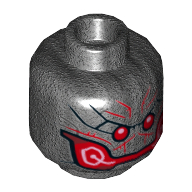 Tête de minifigurine Ultron, double visage, yeux rouges et bouche [tenon creux] (Minifig Head Ultron, Dual Sided, Red Eyes and Mouth Print [Hollow Stud])