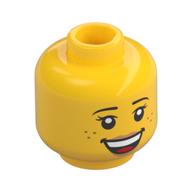 Tête de minifigurine feldman / rivera, sourcils, taches de rousseur, sourire ouvert dents / sommeil, yeux fermés motif imprimé (Minifig Head Feldman / Rivera, Eyebrows, Freckles, Open Smile Teeth / Sleeping, Closed Eyes Print)