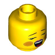 Tête de minifigurine, joues roses, bouche ouverte (chant/cri), bouche fermée, yeux fermés [tenon creux] (Minifig Head, Rosy Cheeks, Open Mouth (Singing/Screaming), Closed Mouth, Closed Eyes [Hollow Stud])