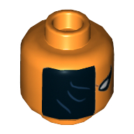Tête de minifigurine Deathstroke, demi masque noir avec bleu foncé Rides, noir et blanc pointu œil gauche motif imprimé [tenon creux] (Minifig Head Deathstroke, Black Half Mask with Dark Blue Wrinkles, Black and White Pointed Left Eye Print [Hollow Stud])