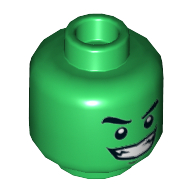 Tête de minifigurine Beast Boy, double visage, sourcils, pupilles blanches, grand sourire / Nerveux avec motif imprimé de dents [tenon creux] (Minifig Head Beast Boy, Dual Sided, Eyebrows, White Pupils, Wide Smile / Nervous with Tooth Print [Hollow Stud])
