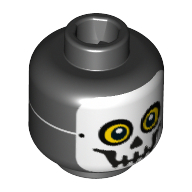 Tête de minifigurine Skeleton Guy, masque de crâne avec yeux jaunes et ficelle attachée au dos motif imprimé [tenon creux] (Minifig Head Skeleton Guy, Skull Mask with Yellow Eyes and Tied String on Back Print [Hollow Stud])