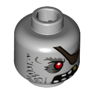 Tête de minifigurine Pirate zombie, yeux rouges, cache-œil, grosse dent (Minifig Head Zombie Pirate, Red Eye, Eyepatch, Stubble, Large Teeth)