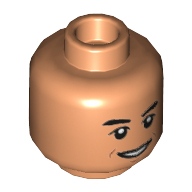 Tête de minifigurine Dr Wu, sourcils épais, bouche et le menton fossette, sourire ouvert / sourcil soulevé motif imprimé (Minifig Head Dr Wu, Thick Eyebrows, Mouth and Chin Dimple, Open Smile / Raised Eyebrow Print)