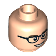 Tête de minifigurine Leonard Hofstadter, double visage, lunettes, sourcils bruns, bouche ouverte / confuse [tenon creux] (Minifig Head Leonard Hofstadter, Dual Sided, Glasses, Brown Eyebrows, Open Mouth / Confused [Hollow Stud])