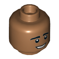 Tête de minifigurine Raj Koothrappali, double visage, sourcils, bouche ouverte Sourire / Inquiet [tenon creux] (Minifig Head Raj Koothrappali, Dual Sided, Eyebrows, Open Mouth Smile / Worried [Hollow Stud])