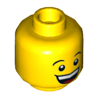 Tête de minifigurine Soldat bleu, grand sourire / triste avec déchirure (Minifig Head Bluecoat Soldier, Large Smile / Sad with Tear)