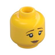 Tête de minifigurine, Sourcils bruns, Lèvres pêche, Sourire pensif / Motif imprimé effrayé (Minifig Head, Brown Eyebrows, Peach Lips, Pensive Smile / Scared Print)