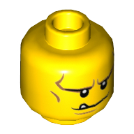 Tête de minifigurine Axl, double face, sourire avec la dent / froncement motif imprimé en colère [tenon creux] (Minifig Head Axl, Dual Sided, Smile with Tooth / Frown Angry Print [Hollow Stud])