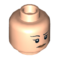 Tête de minifigurine, Sourcils, Lèvres roses, Sourire / Sourire avec motif imprimé Sourcils droit surélevés (Minifig Head, Eyebrows, Pink Lips, Smile / Concern with Raised Right Eyebrow Print)