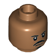 Tête de minifigurine tasu sangsue, double visage, moustache et bouc, pupilles blanches, bouche neutre / ouverte dents grondantes motif imprimé [tenon creux] (Minifig Head Tasu Leech, Dual Sided, Moustache and Goatee, White Pupils, Neutral / Open Mouth Scowling Teeth Print [Hollow Stud])