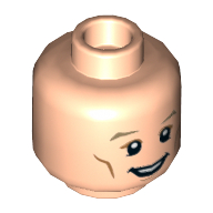 Tête de minifigurine Le Docteur (onzième), double visage, sourcils beige foncé, traits sur les joues, bouche ouverte / motif imprimé déterminé [tenon creux] (Minifig Head The Doctor (Eleventh), Dual Sided, Dark Tan Eyebrows, Cheek Lines, Open Mouth Smile / Determined Print [Hollow Stud])
