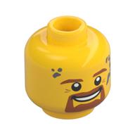 Figurine bec de tête, sourcils bruns, barbe, moustache, tache grise / marquage sur temple (Minifig Head Bill, Brown Eyebrows, Beard, Moustache, Gray Spot / Marking on Temple)