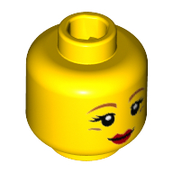Tête de minifigurine Reine, sourcils orange foncé, joues rondes et lèvres rouges motif imprimé [tenon creux] (Minifig Head Queen, Dark Orange Eyebrows, Round Cheek Lines and Red Lips Print [Hollow Stud])
