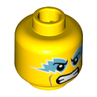Tête de minifigurine Champion de lutte, peinture pour les yeux d'azur moyen, motif : dents serrées [tenon creux] (Minifig Head Wrestling Champion, Medium Azure Eye Paint, Clenched Teeth Print [Hollow Stud])