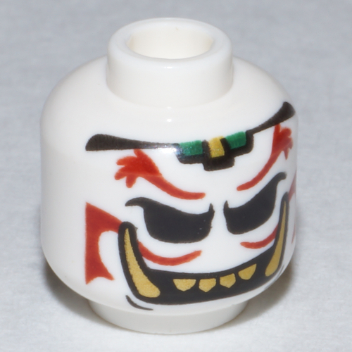Doublon tête figurine, sourcils rouge foncé, moustache, motif imprimé sourire triste / mal (Minifig Head Doubloon, Dark Red Eyebrows, Mustache, Sad / Evil Grin Print)