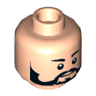 Tête de minifigurine rebelle trooper, pleine barbe, sourcils, pupilles blanches motif imprimé (Minifig Head Rebel Trooper, Full Beard, Eyebrows, White Pupils Print)
