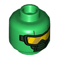 Tête de minifigurine HYDRA Henchman, double visage, masque de plongée avec lunettes jaunes, jaune 'H' sur motif imprimé au dos [tenon creux] (Minifig Head HYDRA Henchman, Dual Sided, Scuba Mask with Yellow Goggles, Yellow 'H' on Back Print [Hollow Stud])