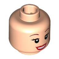 Tête de minifigurine Ariel, sourcils bruns, cils, lèvres rouges, motif : sourire bouche ouverte (Minifig Head Ariel, Brown Eyebrows, Eyelashes, Red Lips, Open Mouth Smile Print)