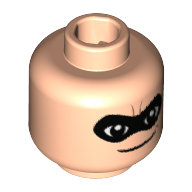 Tête de minifigurine bob parr (mr. incroyable), lignes de sourcils sillonnés, masque pour les yeux noir, mince sourire motif imprimé [tenon creux] (Minifig Head Bob Parr (Mr. Incredible), Furrowed Brow Lines, Black Eyemask, Thin Smile Print [Hollow Stud])