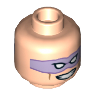 Tête de minifigurine Riddler, double face, masque de lavande, sourire vicieux / bouche ouverte Snarl motif imprimé [tenon creux] (Minifig Head Riddler, Dual Sided, Lavender Eyemask, Vicious Smile / Open Mouth Snarl Print [Hollow Stud])