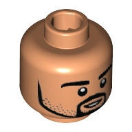Tête de minifigurine Sami Khedira, barbe et barbe naissante, pupilles blanches, petit sourire ouvert motif imprimé [tenon creux] (Minifig Head Sami Khedira, Beard and Stubble, White Pupils, Small Open Smile Print [Hollow Stud)