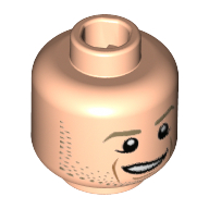 Tête de minifigurine marco reus, sourcils beige foncé, barbe naissante, fossette de menton, traits sur les joues, sourire ouvert motif imprimé [tenon creux] (Minifig Head Marco Reus, Dark Tan Eyebrows, Stubble, Chin Dimple, Cheek Lines, Open Smile Print [Hollow Stud])
