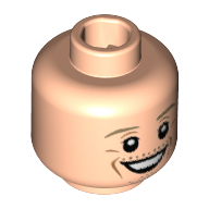 Tête de minifigurine max kruse, sourcils beige foncé, barbe naissante de menton, pupilles blanches, traits sur les joues, sourire ouvert motif imprimé [tenon creux] (Minifig Head Max Kruse, Dark Tan Eyebrows, Chin Stubble, White Pupils, Cheek Lines, Open Smile Print [Hollow Stud])