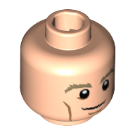 Tête de minifigurine Manuel Neuer, sourcils beige foncé, pupilles blanches, traits sur les joues, motif : sourire [tenon creux] (Minifig Head Manuel Neuer, Dark Tan Eyebrows, White Pupils, Cheek Lines, Smile Print [Hollow Stud])