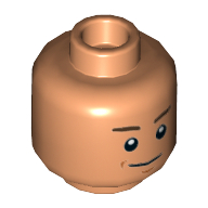 Tête de minifigurine Zander, Sourcils bruns, menton fossette, Sourire motif imprimé [tenon creux] (Minifig Head Zander, Brown Eyebrows, Chin Dimple, Smile Print [Hollow Stud])