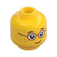 Tête de minifigurine Lunettes rouges foncées, frettes tenon (Minifig Head Dark Red Glasses, Freckles [Recessed Stud])