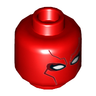 Tête de minifigurine Red Hood, masque aux lignes de contour rouge foncé et motif imprimé yeux blancs [tenon creux] (Minifig Head Red Hood, Mask with Dark Red Contour Lines and White Eyes Print [Hollow Stud])