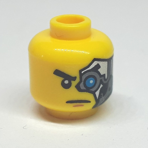Tête de minifigurine Zane, œil gauche mécanique imprimé [tenon creux] (Minifig Head Zane, Mechanical Left Eye Print [Hollow Stud])