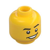 Tête de minifigurine osée, sourcils, grand sourire, menton / yeux fermés, motif imprimé chantant (Minifig Head Dareth, Eyebrows, Wide Smile, Chin / Eyes Closed, Singing Print)
