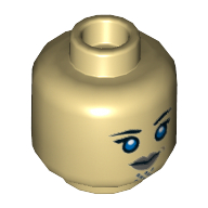 Tête de minifigurine Luminara Unduli, double visage, lèvres grises et grands yeux bleus, motif : expression neutre / en colère [tenon creux] (Minifig Head Luminara Unduli, Dual Sided, Gray Lips and Large Blue Eyes, Neutral / Angry Print [Hollow Stud])