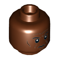Tête de minifigurine Mace Windu, lignes du avant, les lignes des joues et le menton fossette motif imprimé [tenon creux] (Minifig Head Mace Windu, Forehead Lines, Cheek Lines and Chin Dimple Print [Hollow Stud])