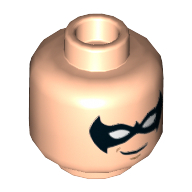 Tête de minifigurine Nightwing, double visage, noir avec grincement / dents nues Motif imprimé en colère [tenon creux] (Minifig Head Nightwing, Dual Sided, Black Eyemask with Grin / Bared Teeth Angry Print [Hollow Stud])