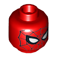 Tête de minifigurine Spider-Man, Petits Yeux Blancs, Motif imprimé Web Noir [tenon creux] (Minifig Head Spider-Man, Small White Eyes, Black Web Print [Hollow Stud])